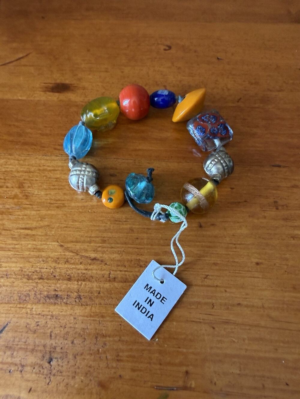 Colorful Glass Bead Stretch Made in India Multi Color Artisan Style Jewelry